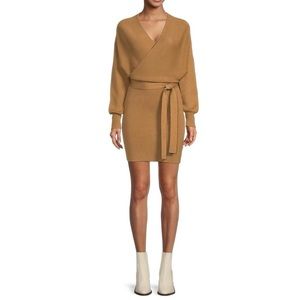 Gianni Bini Alston Camel Wrap Sweater Dress Size Small EUC